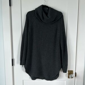 A New Day tunic length sweater with cowl neck in gray